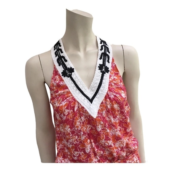POUPETTE ST. BARTH Red Floral Halter Neck Mini Dress Size 1/XS - Picture 3 of 9